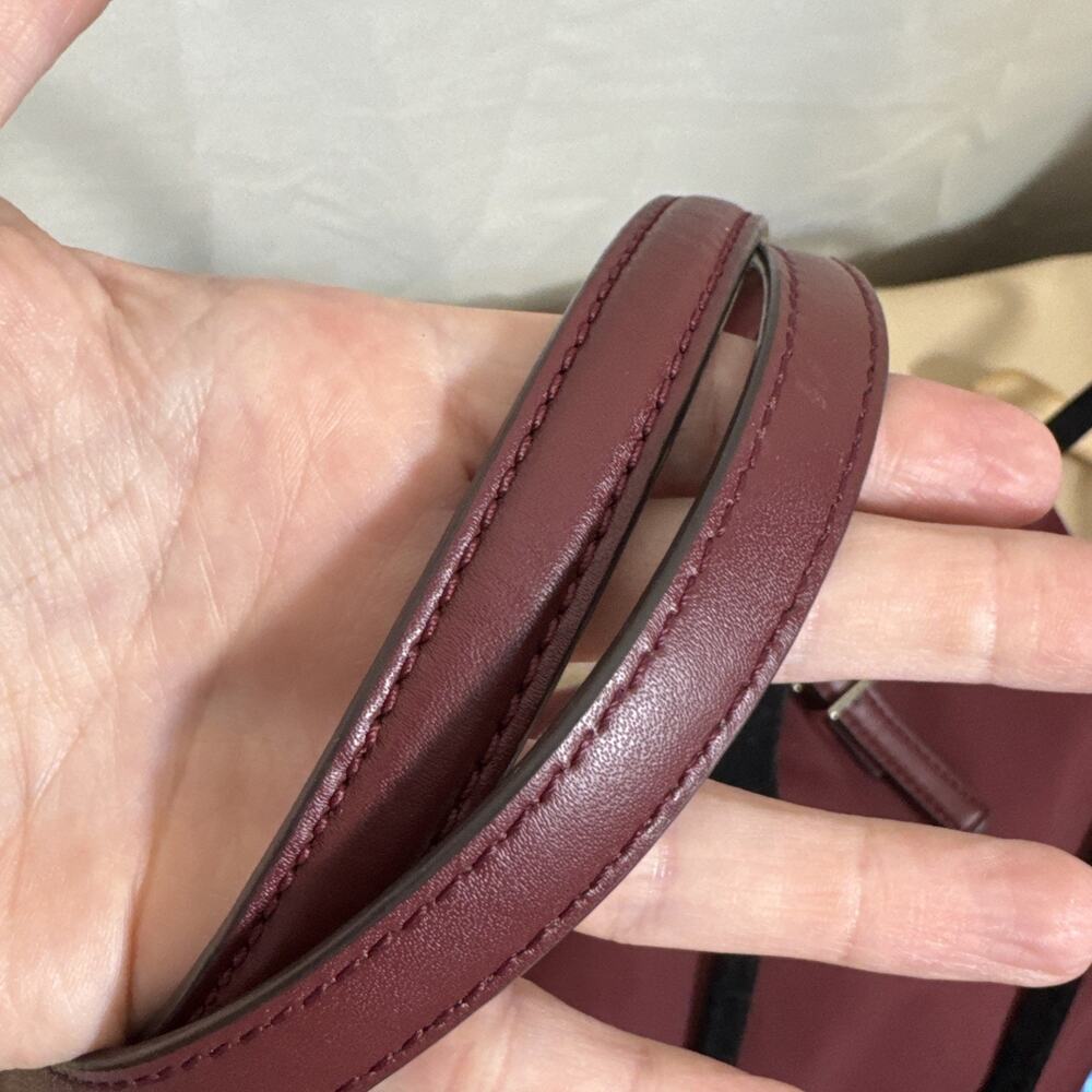 Kate Spade Watson Lane Maya Tote Burgundy Nylon Bag Gold Hardware - Picture 8 of 11